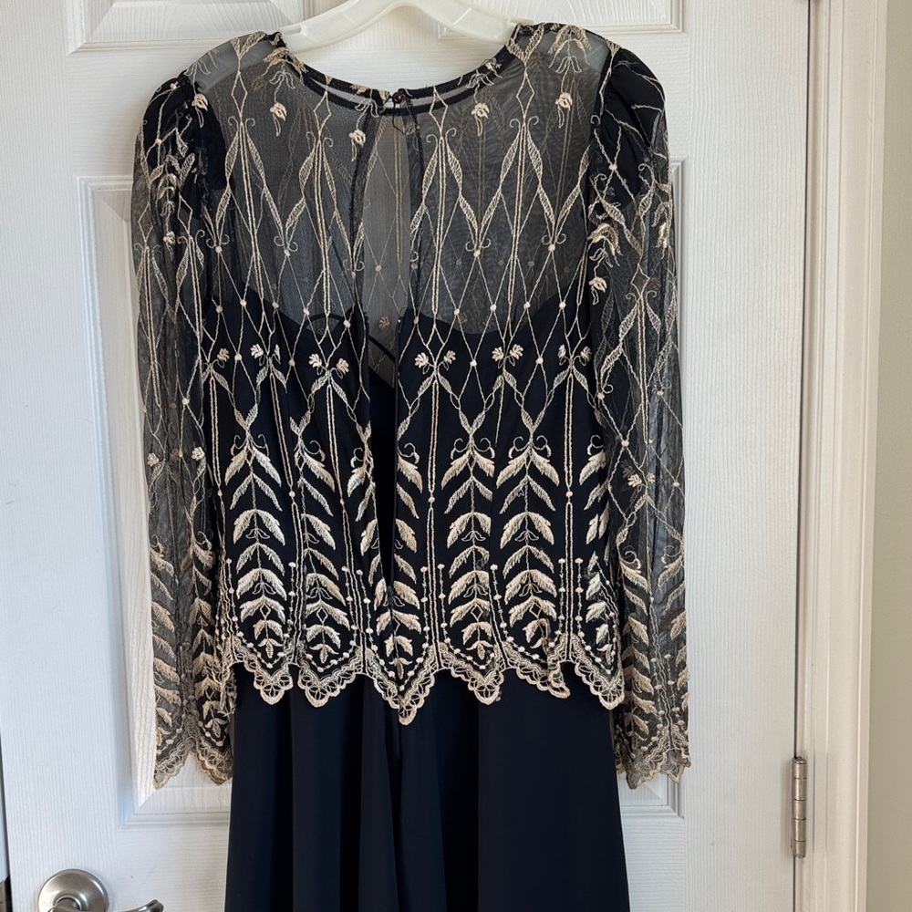 Elegant Black and Gold Lace Dress